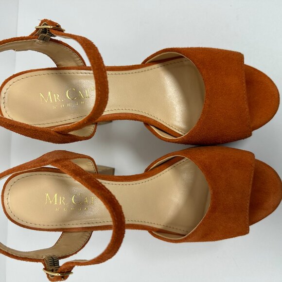 Mr. Cat High Heels Suede Peep Toe Platform Sandals Shoes Party Size 6 - Picture 11 of 15